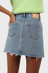 Mid blue denim mini skirt
