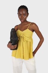 Black plastic rope net tote bag