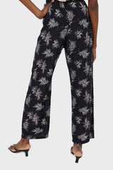 Navy and white floral wide leg trousers