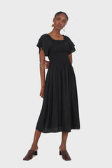 Black off shoulder ruched bodice maxi dress