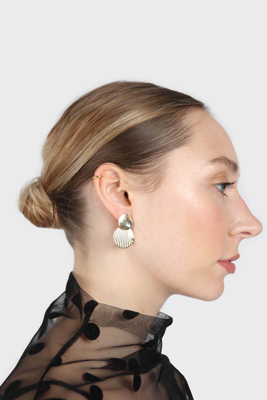 Large gold double circle earrings
