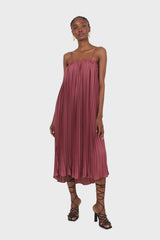 Dusty pink pleated thin strap dress