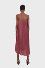 Dusty pink pleated thin strap dress