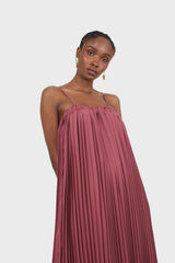 Dusty pink pleated thin strap dress