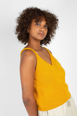 Mustard soft V-neck knit tank
