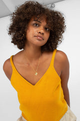 Mustard soft V-neck knit tank