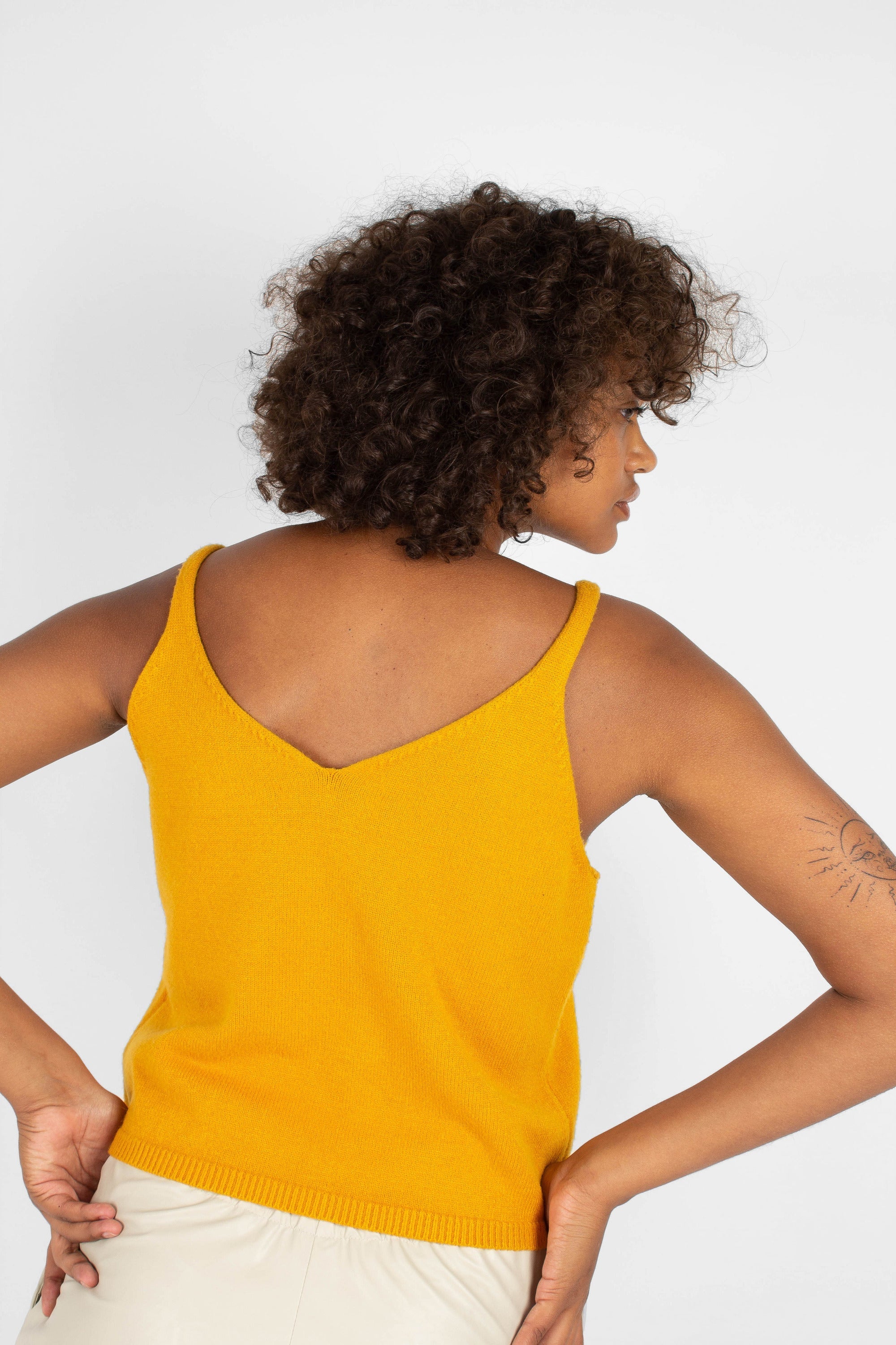 Mustard soft V-neck knit tank
