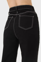 Black and white contrast stitch boyfriend jeans - 853