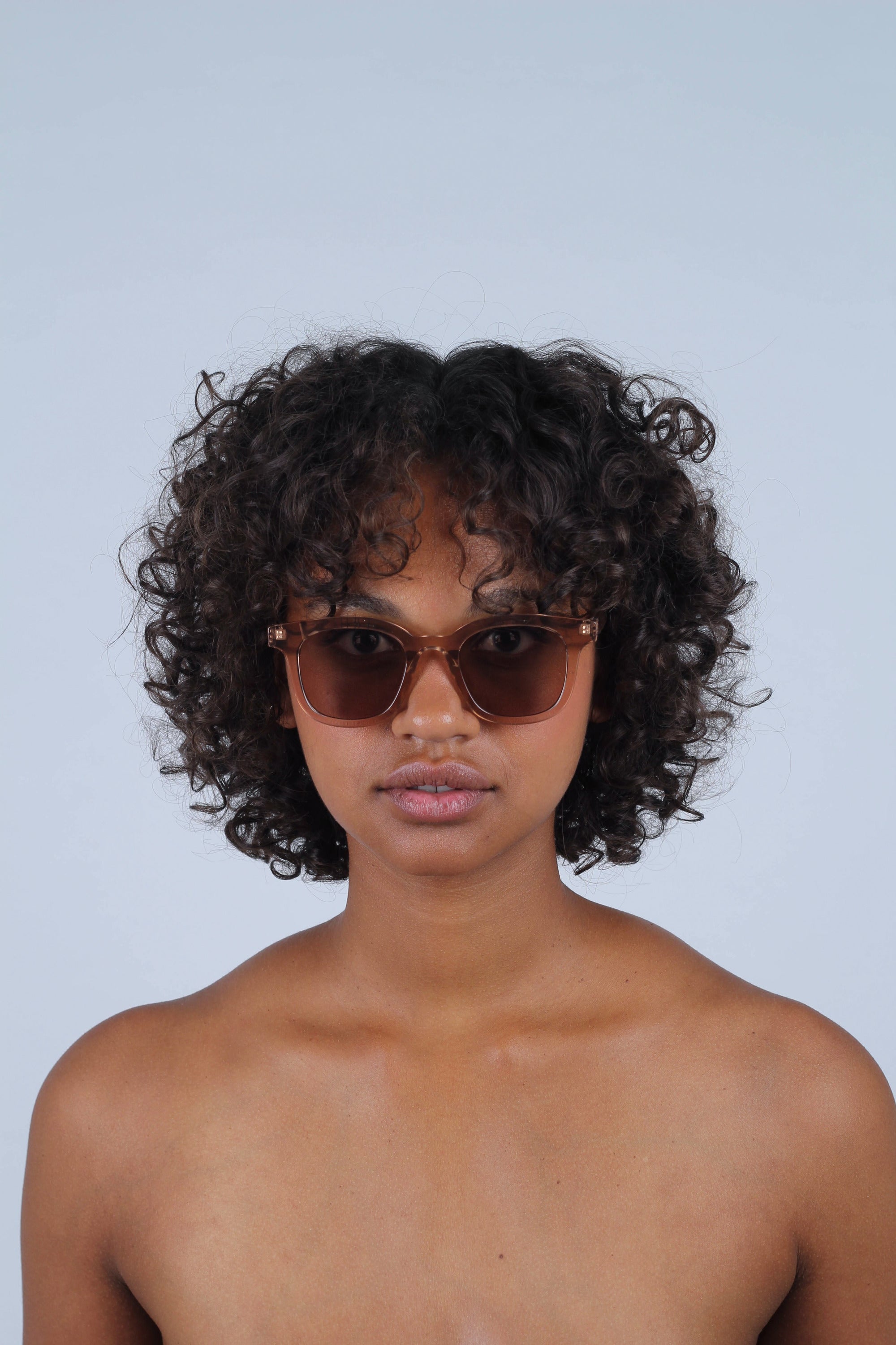 Beige thick square frame sunglasses