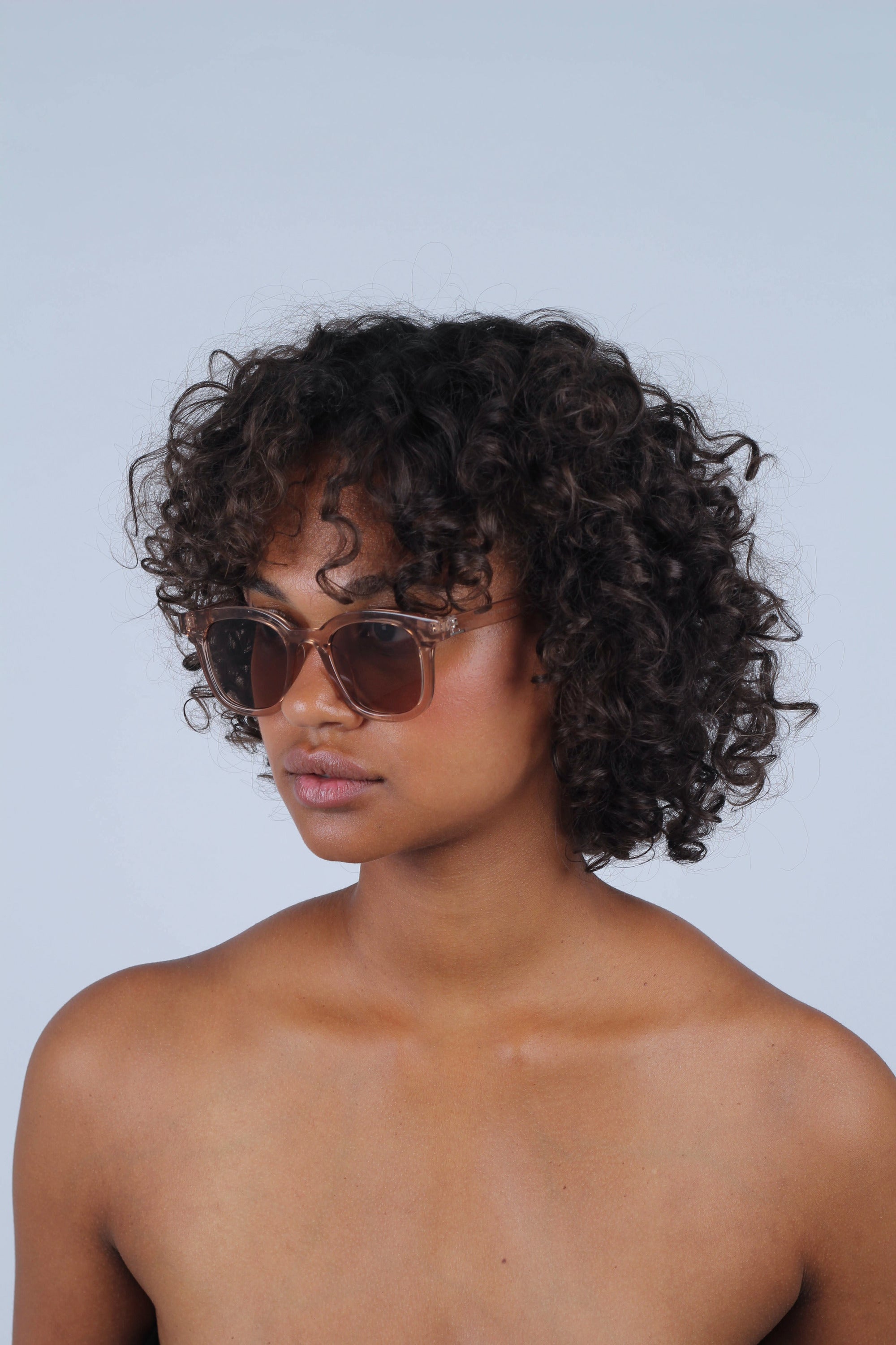 Beige thick square frame sunglasses