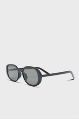All black thick oval frame sunglasses