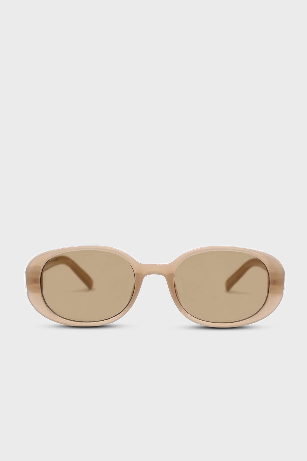 All beige thick oval frame sunglasses