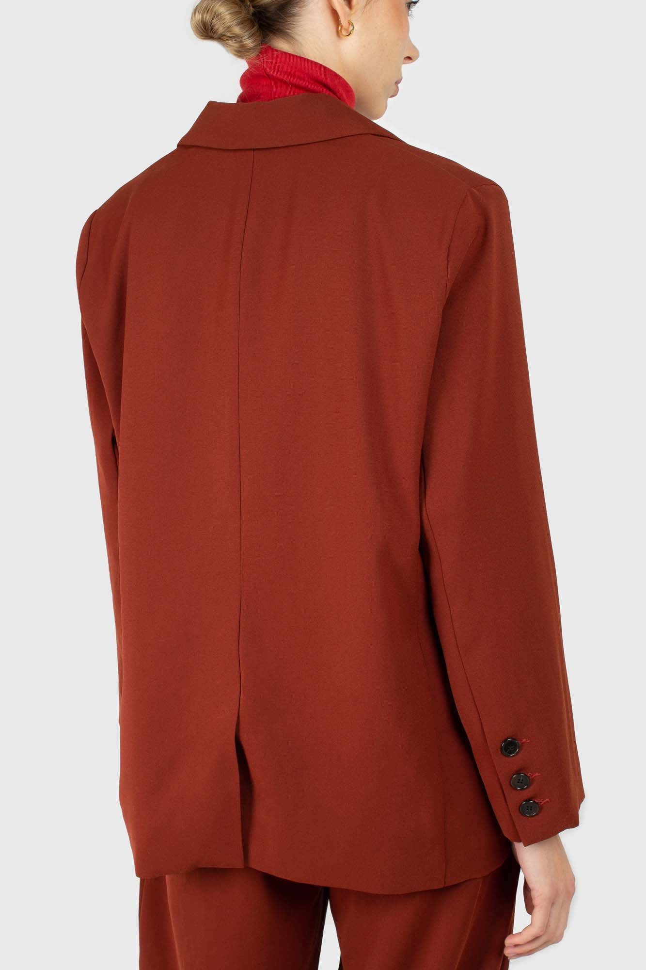 Dusty orange piping pocket oversized blazer
