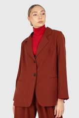 Dusty orange piping pocket oversized blazer