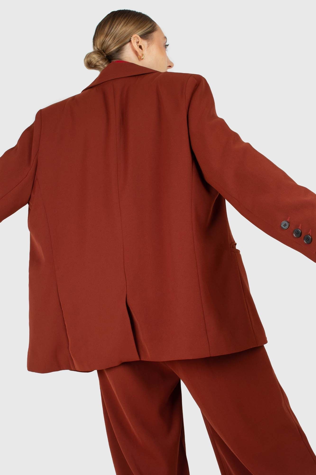 Dusty orange piping pocket oversized blazer