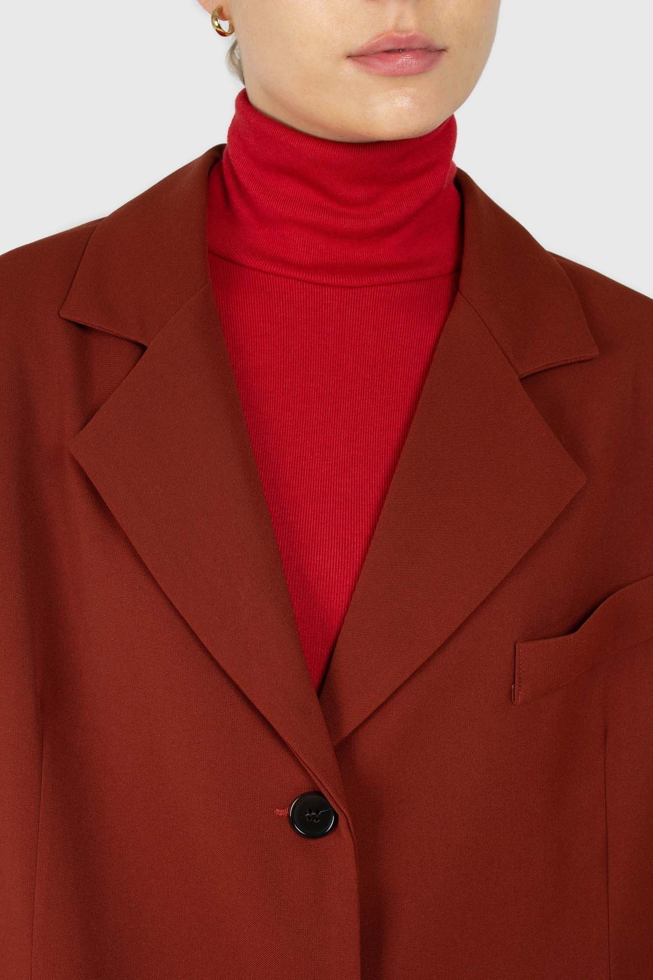 Dusty orange piping pocket oversized blazer
