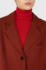 Dusty orange piping pocket oversized blazer