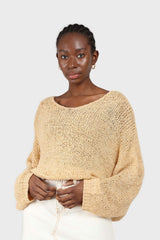Yellow v-neck dropped shoulder loose fit jumper