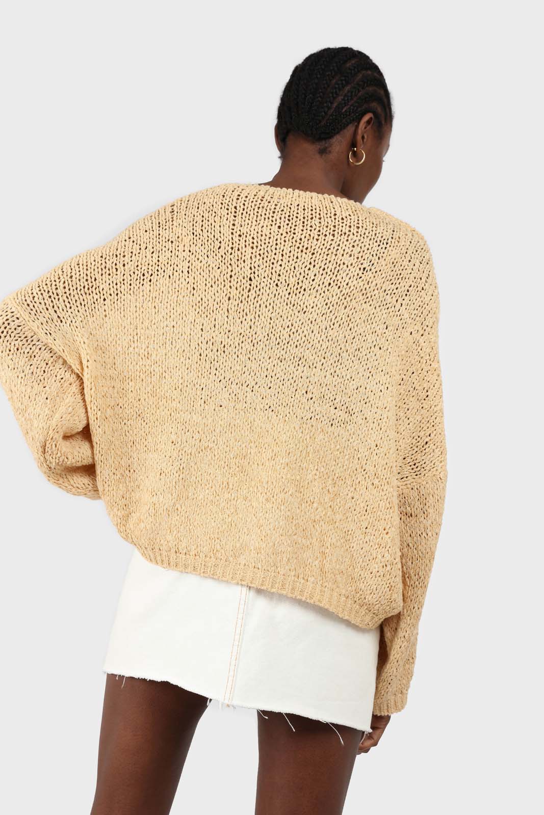 Yellow v-neck dropped shoulder loose fit jumper