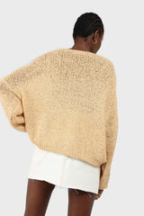 Yellow v-neck dropped shoulder loose fit jumper