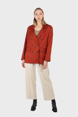 Burnt orange flap pocket silky blazer