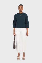 Dark green sharp seamed sleeve top