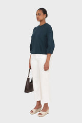 Dark green sharp seamed sleeve top