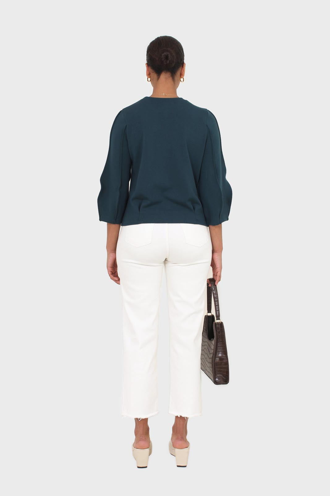 Dark green sharp seamed sleeve top