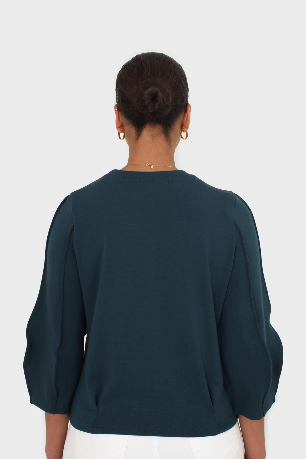 Dark green sharp seamed sleeve top