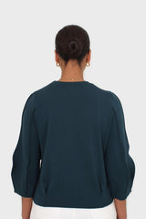 Dark green sharp seamed sleeve top