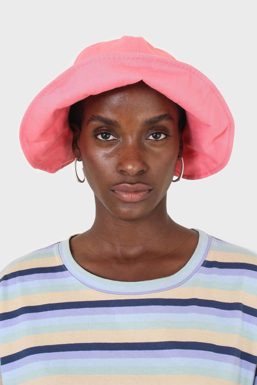 Pink velcro cotton bucket hat