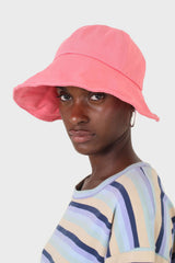 Pink velcro cotton bucket hat