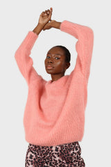 Dusty pink brushed oversized crew neck jumper