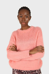 Dusty pink brushed oversized crew neck jumper