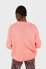 Dusty pink brushed oversized crew neck jumper