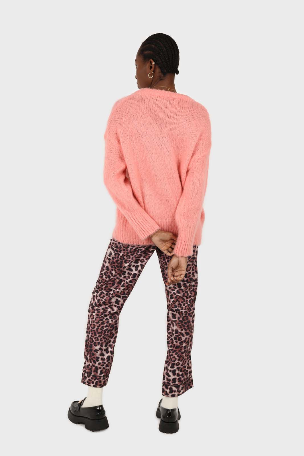 Dusty pink brushed oversized crew neck jumper