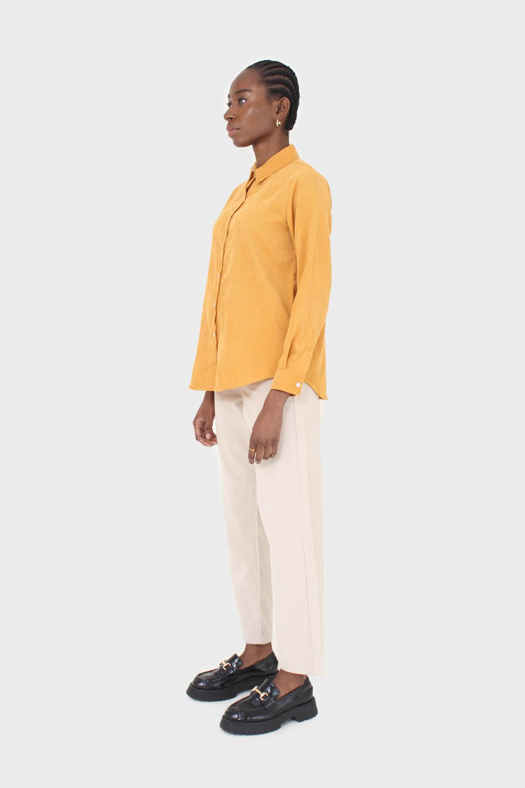 Mustard simple corduroy shirt