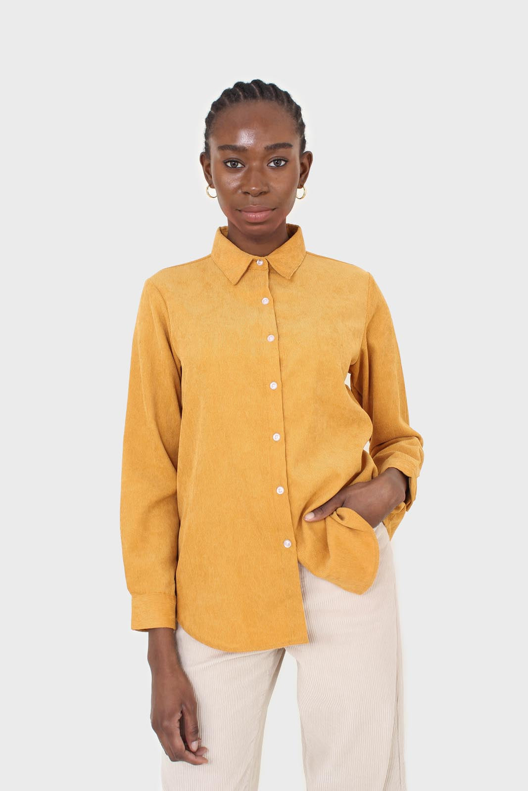 Mustard simple corduroy shirt