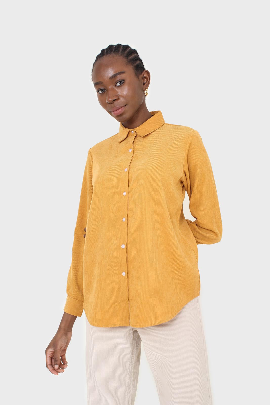 Mustard simple corduroy shirt