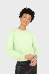 Light green balloon sleeve angora jumper