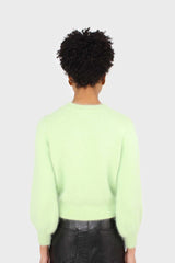 Light green balloon sleeve angora jumper