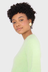 Light green balloon sleeve angora jumper