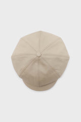 Ivory vegan leather baker boy hat