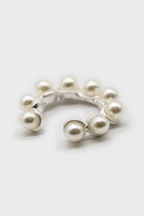 Silver pearl ear cuff