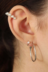 Silver pearl ear cuff