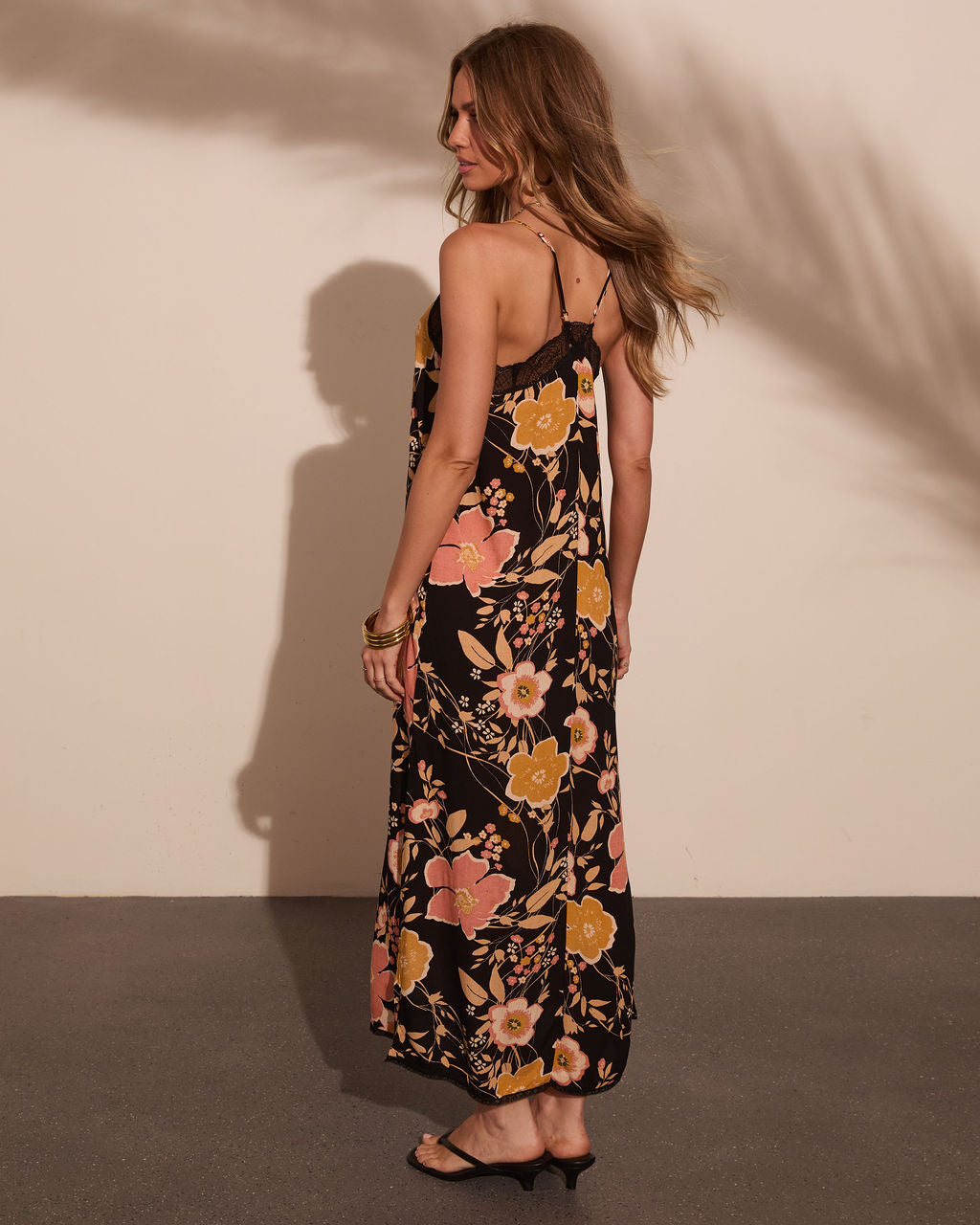 Blooming Grace Floral Lace Trim Slip Maxi Dress
