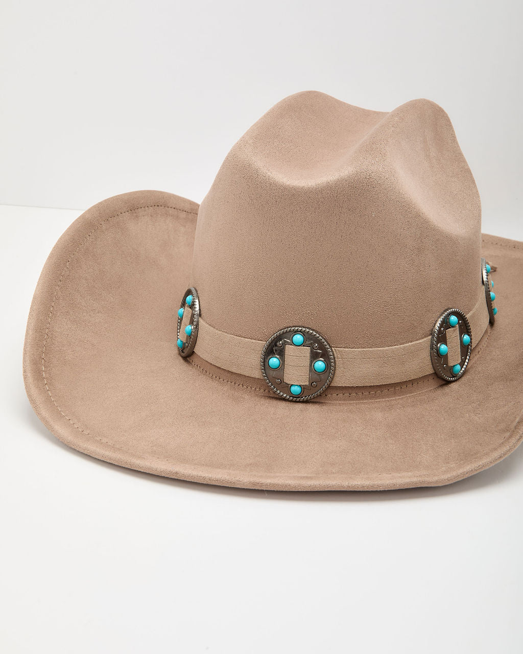 Salt Coast Faux Suede Turquoise Medallion Band Western Hat