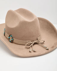 Salt Coast Faux Suede Turquoise Medallion Band Western Hat