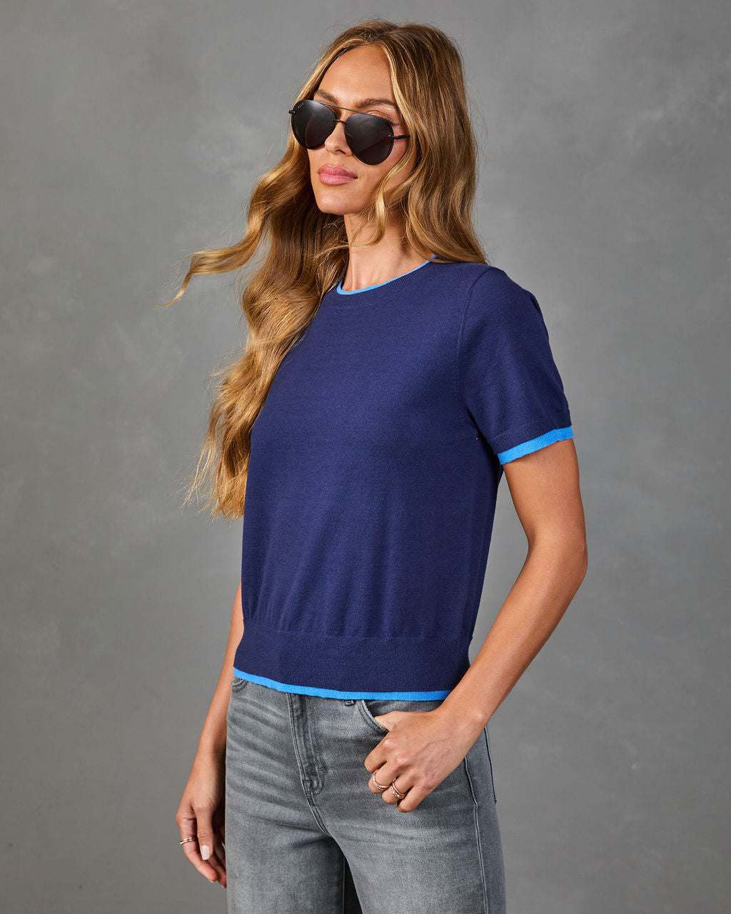 Gloria Knit Contrast Trim Sweater