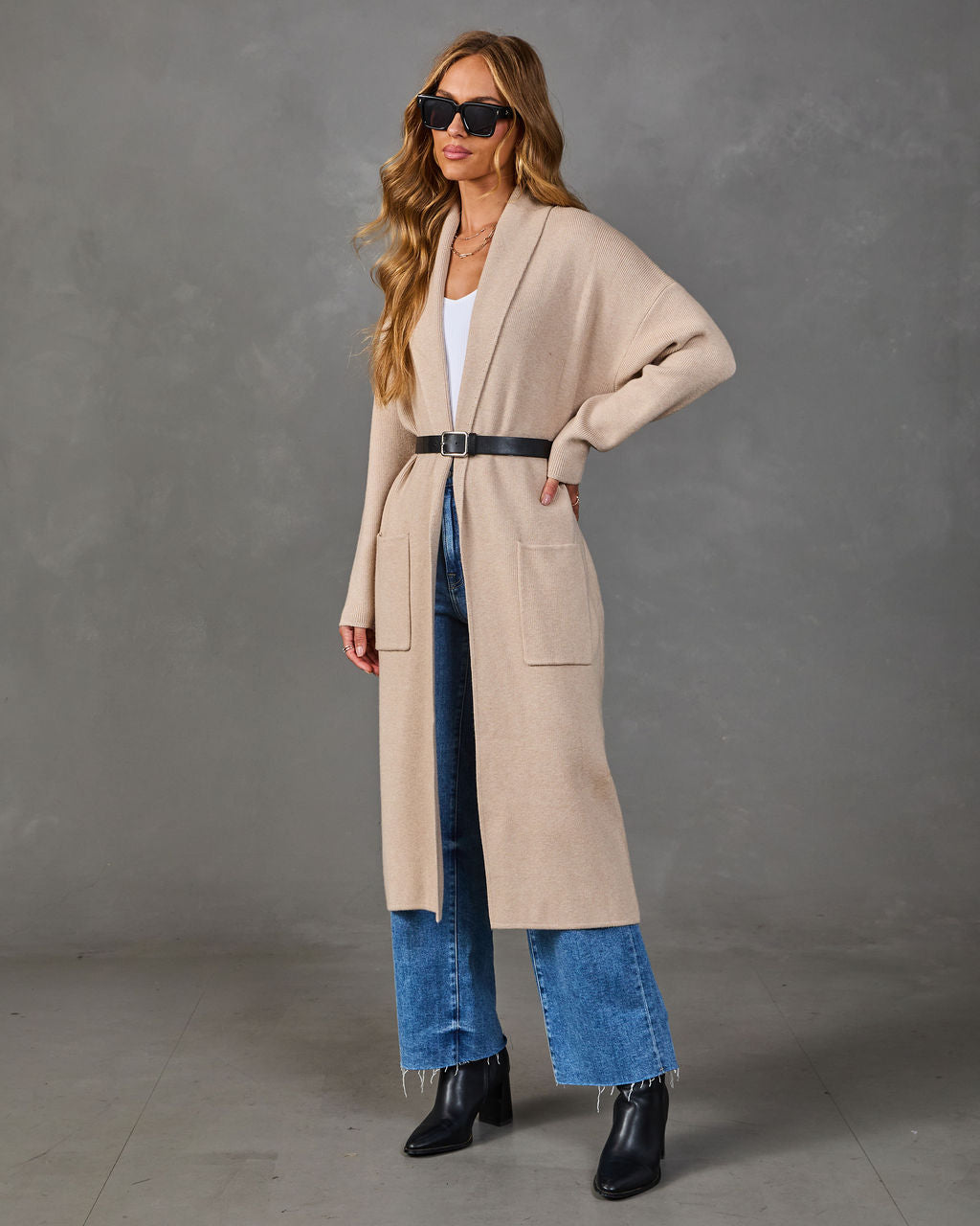 Loretta Knit Belted Long Line Cardigan